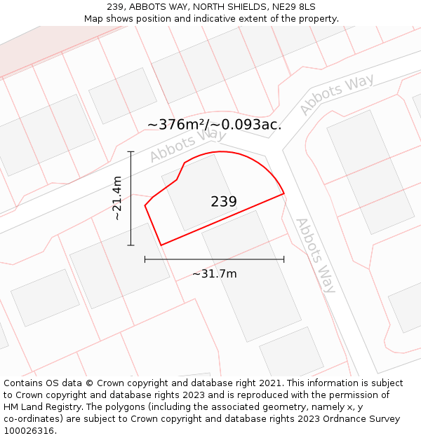239, ABBOTS WAY, NORTH SHIELDS, NE29 8LS: Plot and title map