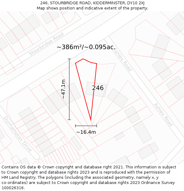 246, STOURBRIDGE ROAD, KIDDERMINSTER, DY10 2XJ: Plot and title map