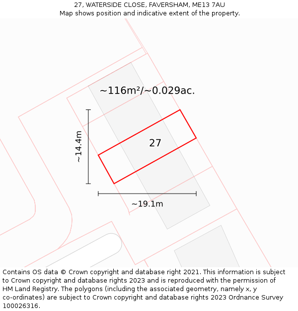 27, WATERSIDE CLOSE, FAVERSHAM, ME13 7AU: Plot and title map