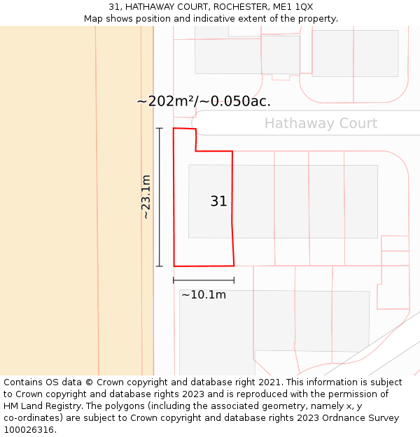 31, HATHAWAY COURT, ROCHESTER, ME1 1QX: Plot and title map