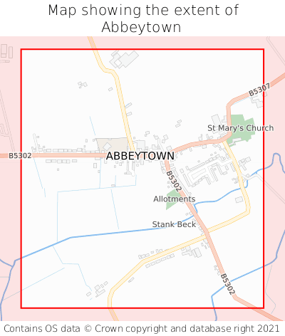 Map showing extent of Abbeytown as bounding box