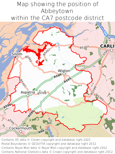 Map showing location of Abbeytown within CA7