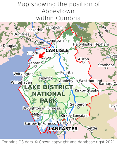 Map showing location of Abbeytown within Cumbria