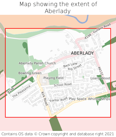 Map showing extent of Aberlady as bounding box
