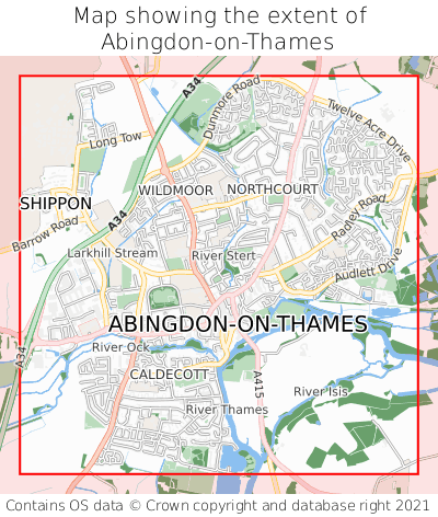 Map showing extent of Abingdon-on-Thames as bounding box