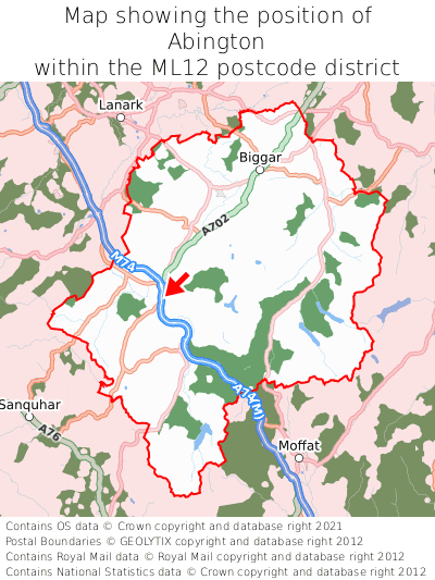 Map showing location of Abington within ML12