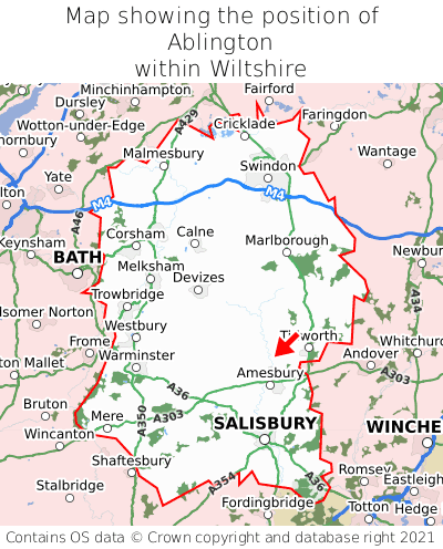 Map showing location of Ablington within Wiltshire