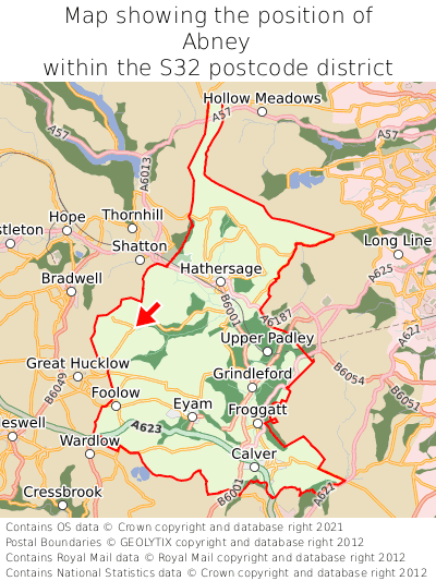 Map showing location of Abney within S32