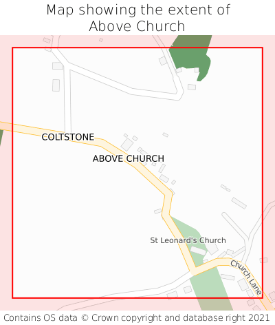 Map showing extent of Above Church as bounding box