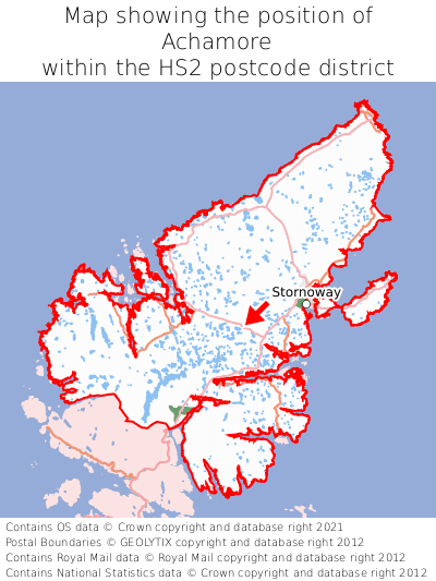 Map showing location of Achamore within HS2