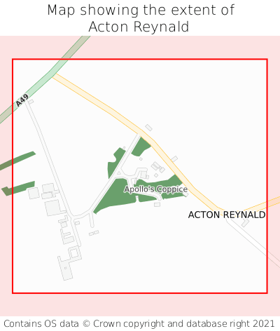 Map showing extent of Acton Reynald as bounding box