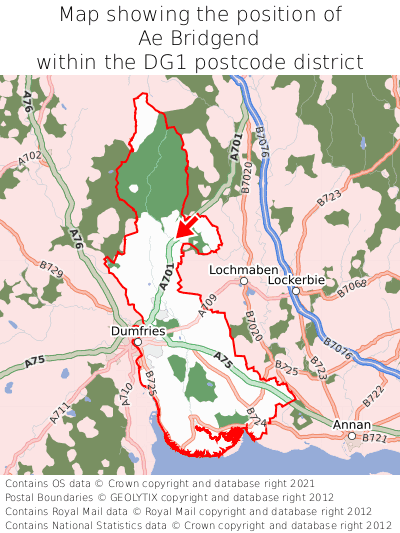 Map showing location of Ae Bridgend within DG1