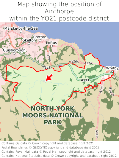 Map showing location of Ainthorpe within YO21