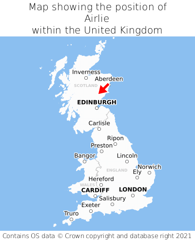 Map showing location of Airlie within the UK