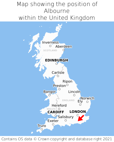 Map showing location of Albourne within the UK