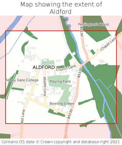 Map showing extent of Aldford as bounding box
