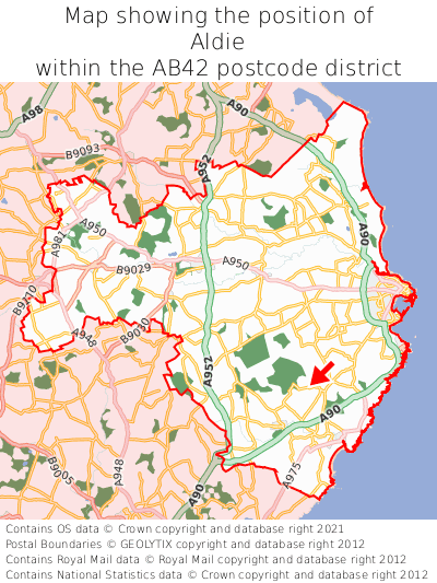 Map showing location of Aldie within AB42