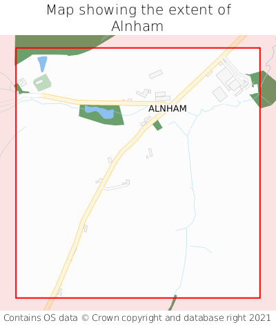 Map showing extent of Alnham as bounding box