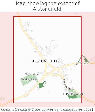Map showing extent of Alstonefield as bounding box