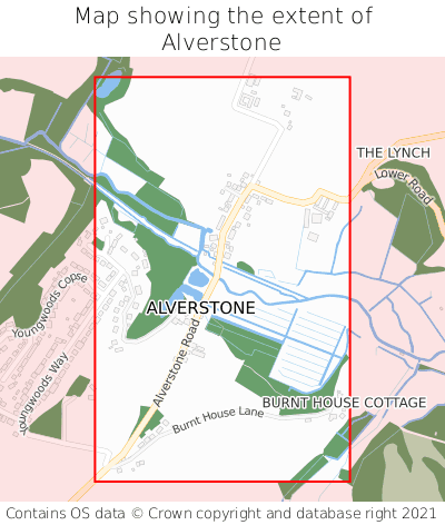 Map showing extent of Alverstone as bounding box