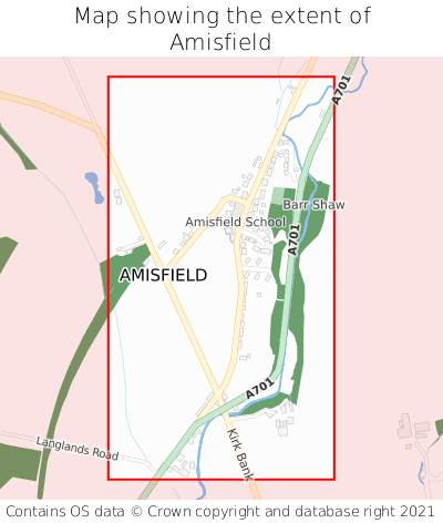 Map showing extent of Amisfield as bounding box