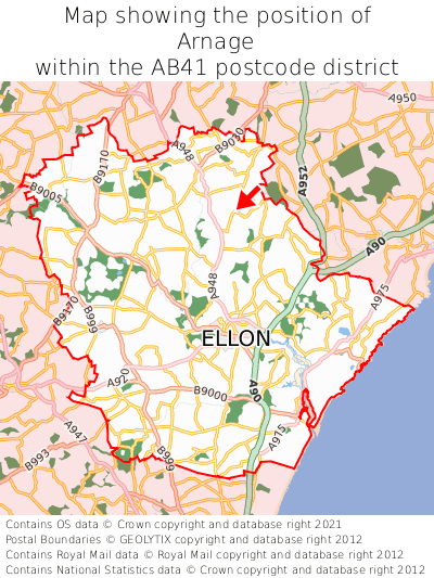 Map showing location of Arnage within AB41