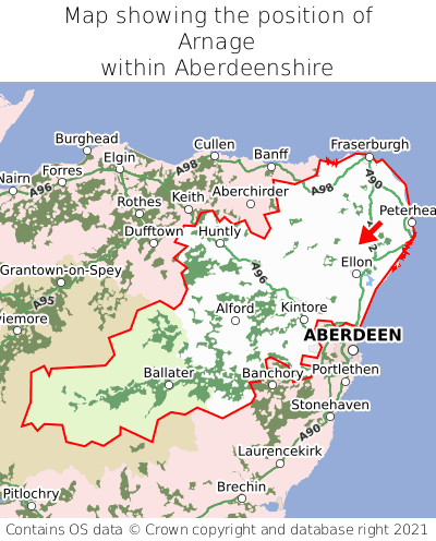 Map showing location of Arnage within Aberdeenshire