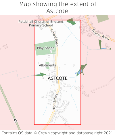 Map showing extent of Astcote as bounding box