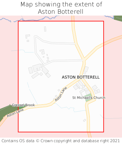 Map showing extent of Aston Botterell as bounding box