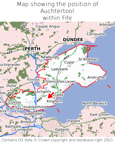 Map showing location of Auchtertool within Fife