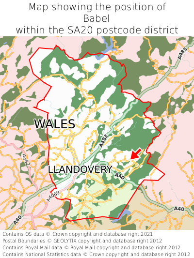 Map showing location of Babel within SA20