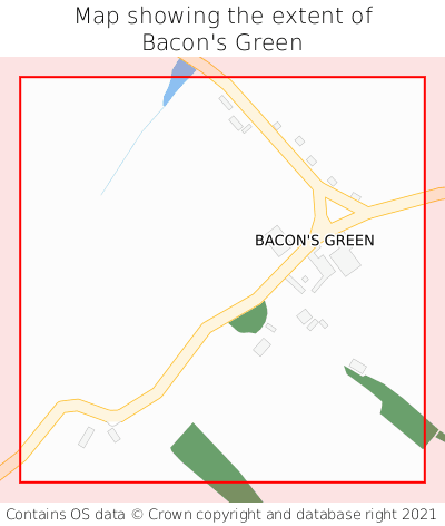 Map showing extent of Bacon's Green as bounding box