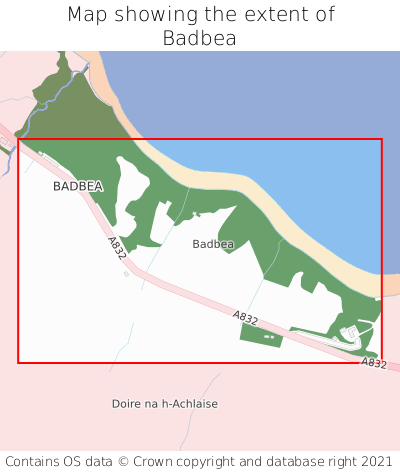 Map showing extent of Badbea as bounding box