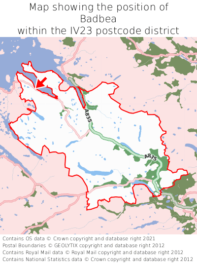 Map showing location of Badbea within IV23