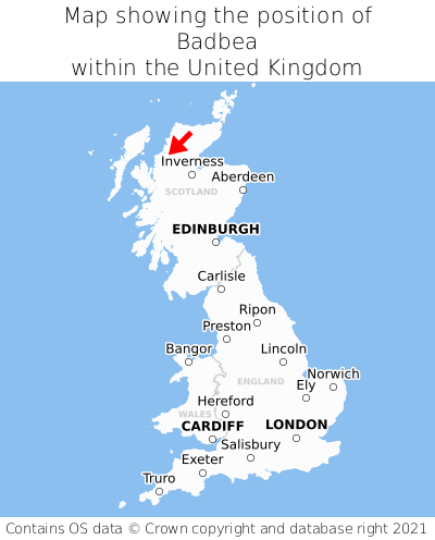 Map showing location of Badbea within the UK