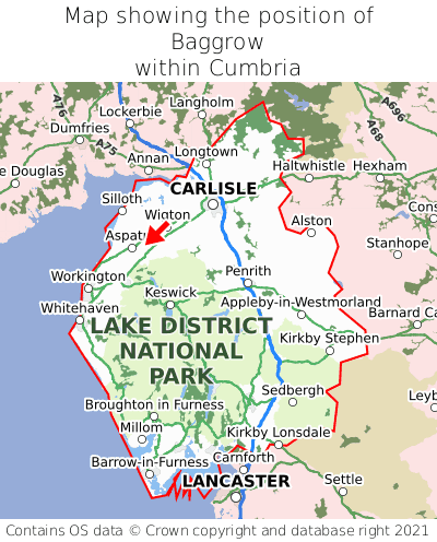 Map showing location of Baggrow within Cumbria