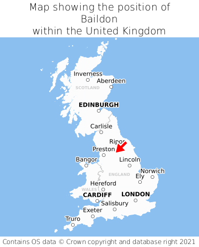 Map showing location of Baildon within the UK