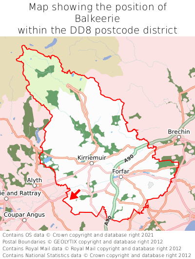 Map showing location of Balkeerie within DD8