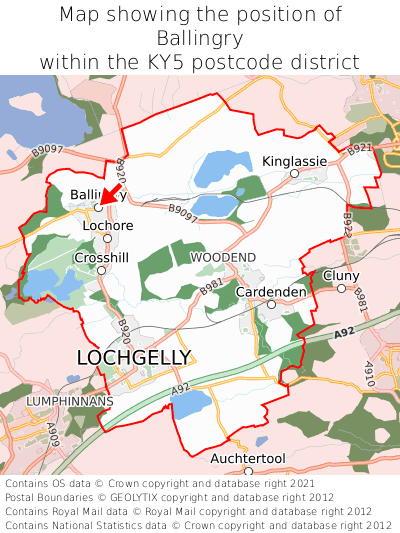 Map showing location of Ballingry within KY5