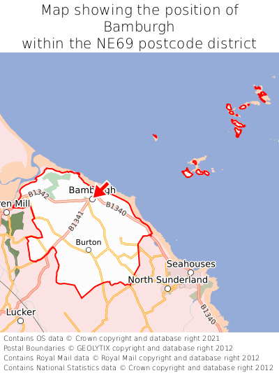 Bamburgh Map Position In Ne69 000001 
