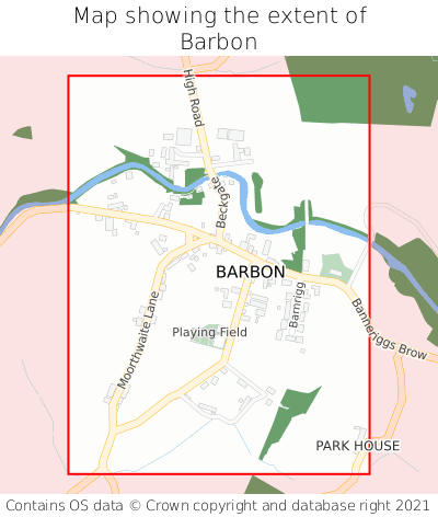 Map showing extent of Barbon as bounding box