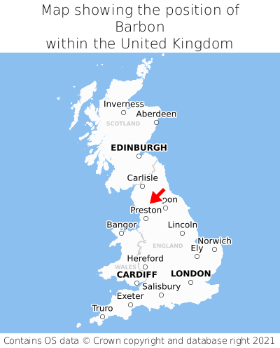 Map showing location of Barbon within the UK