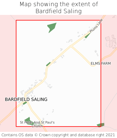 Map showing extent of Bardfield Saling as bounding box