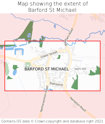 Map showing extent of Barford St Michael as bounding box