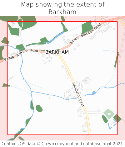Map showing extent of Barkham as bounding box