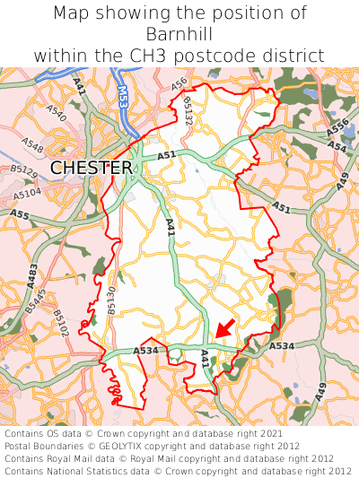 Map showing location of Barnhill within CH3