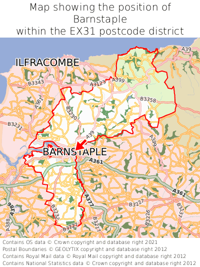 Barnstaple Map Position In Ex31 000001 