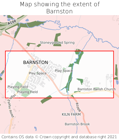 Map showing extent of Barnston as bounding box