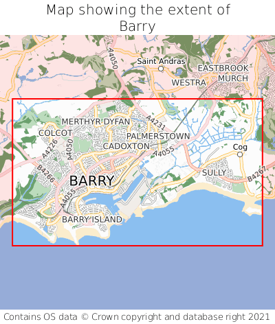 Map showing extent of Barry as bounding box