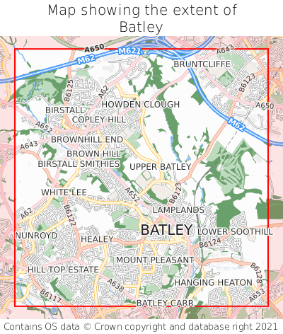 Map showing extent of Batley as bounding box